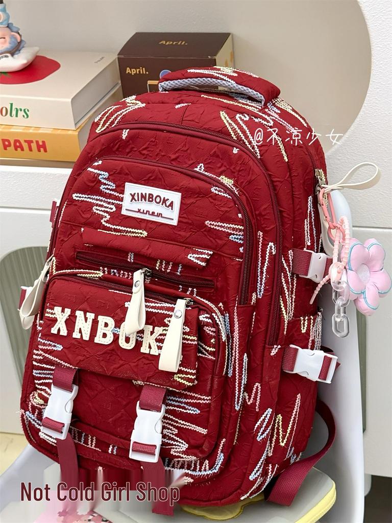 Cute Lightweight Rainbow Pleated Backpack for High School & Middle School Students