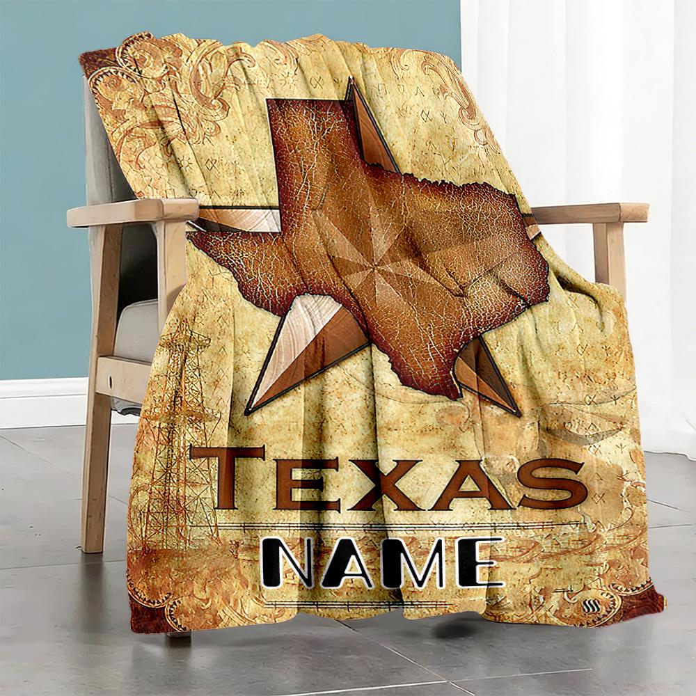 Texas Customize Text Blanket Gift Customizable Blanket Ultra-Soft Versatile for Bed Chair Bedding Nap Ideal for All Seasons