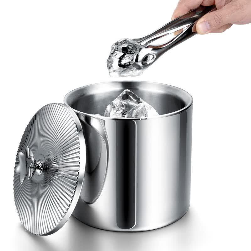 Andytai Light Luxury Stainless Steel Double-Layer Ice Bucket