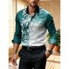 Men's Contrasting Baroque Printed Long Sleeved Shirt, Slim Fit Collar Shirt, European and American Party Trend Men's Top