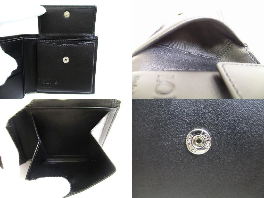 Authentic LOEWE Anagram Black Leather Bifold Wallet Compact Wallet #b250  Open Box