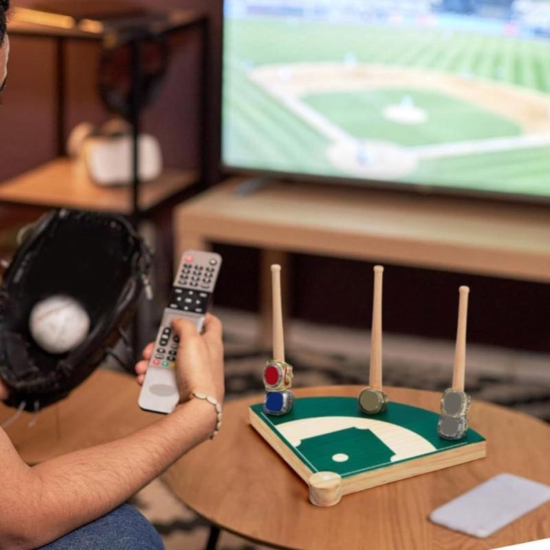 Space Saving Baseball Rings Stand Wood Baseball Rings Stand with Artistic Stadium Designs for Sports Enthusiasts