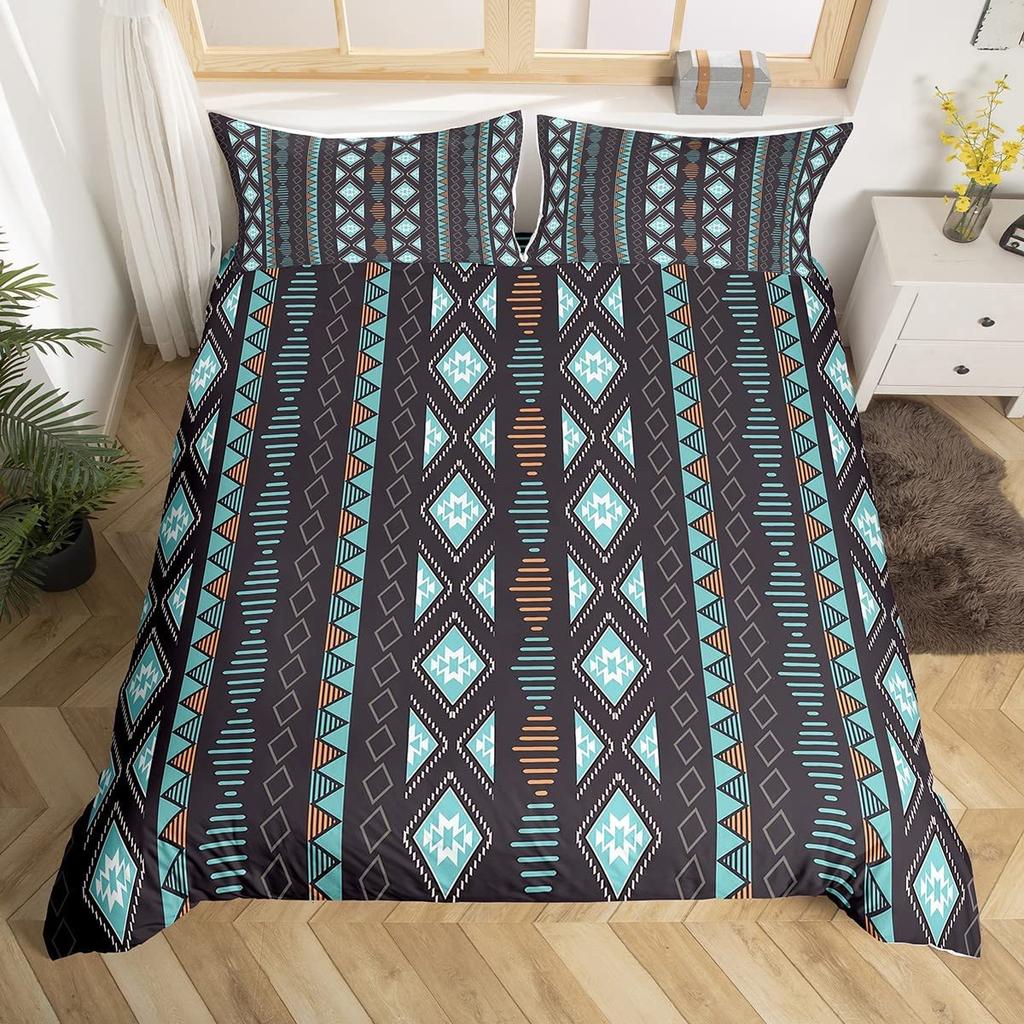 Boho Duvet Cover Southwestern Comforter Cover Ethnic Tribal Arrow Aztec Bed Set Retro Vintage Exotic Bull Cattle Bohemian Decor