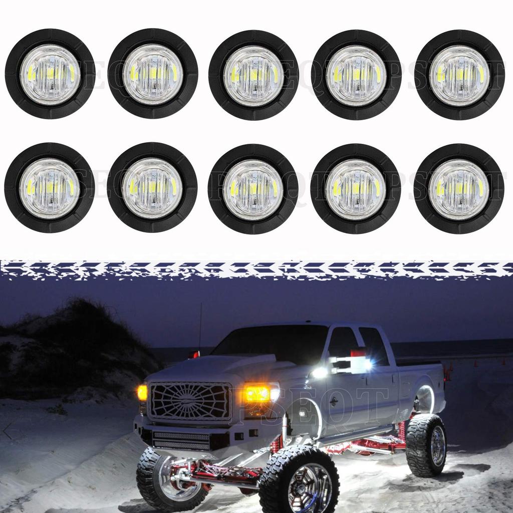 PSEQT 3/4" LED Lock Lights Round Underglow Wheel Fender Side Marker Clearance Light with