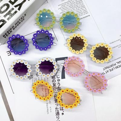 Flowers Cute Girls Sunglasses Sun Protection Uv Protection Children'S Sunglasses Wear Boys Glasses
