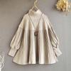 Available: 2026 Japanese Knit Patchwork High Neck Lantern Sleeve Top for Spring, Autumn, and Winter.