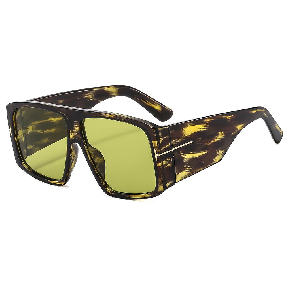 New Wide Leg Oversized Leopard Gradient Women Sunglasses UV400 Brand Design Unique T-Shaped Accessories All Match