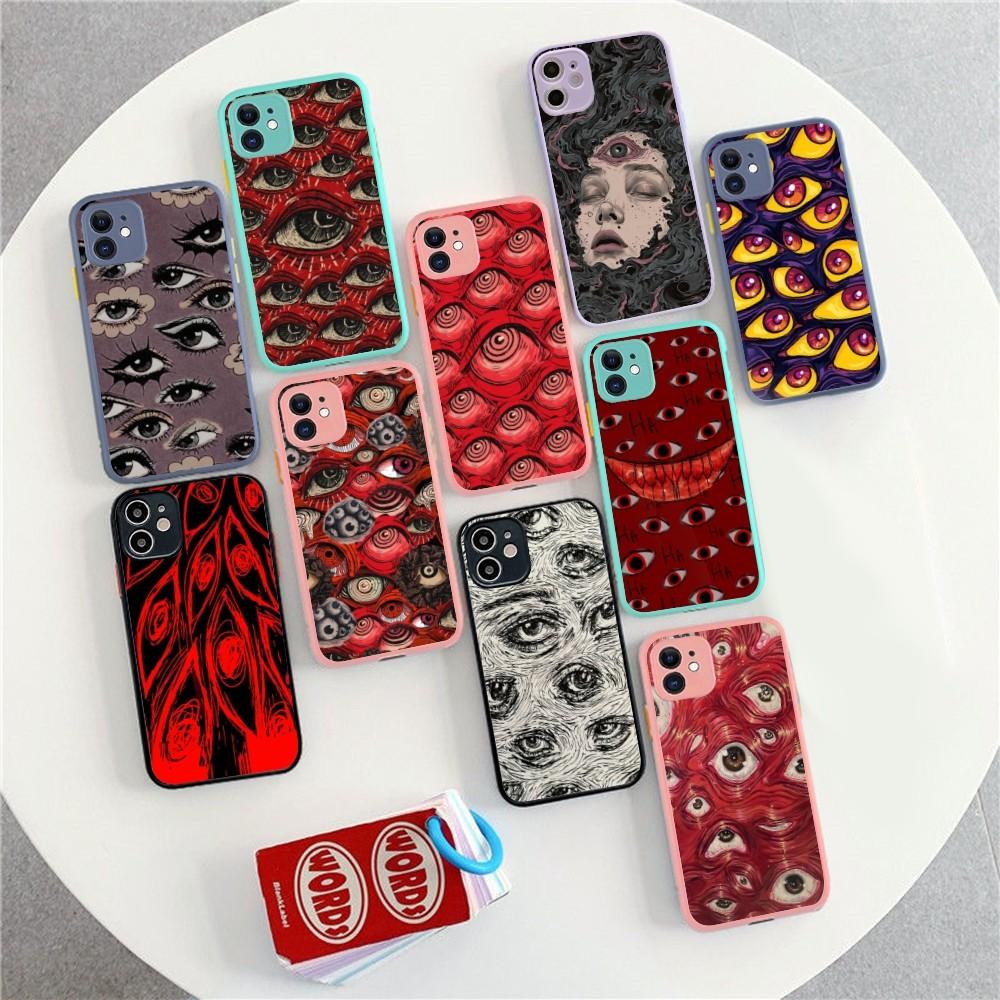 Spooky Scary Red Eye Pattern Phone Case For IPhone 18 14 11 12 13 Mini Pro Max 8 7 Plus X XR XS MAX Translucent Matte Cover