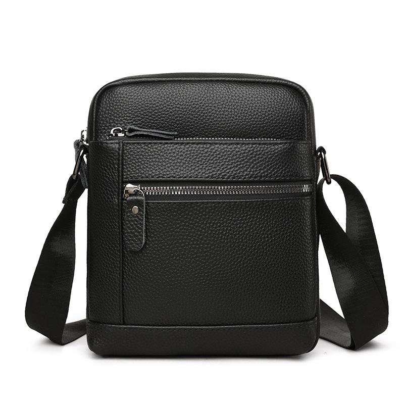 Men's leather backpack single shoulder crossbody square horizontal mobile phone bag small bag leisure bag