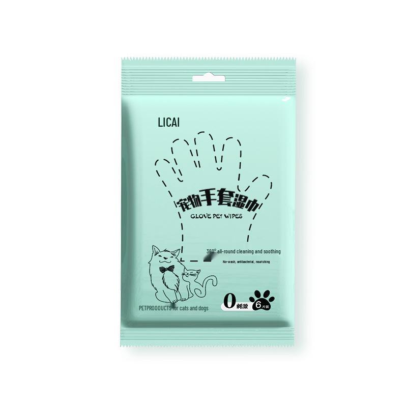 Jednorázové čisticí rukavice pro domácí mazlíčky bez oplachování pro psy a kočky - Deodorizační, Netkaná textilie, Ubrousky pro suché mytí
