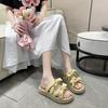 Flat-bottomed Bow Slippers for Women's Summer Wear 2025 New Seaside Beach Shoes with Skirts Lazy One-pedal Slippers