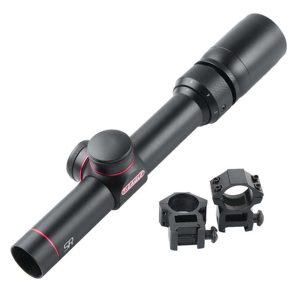 Variable Zoom Short Rifle Scope for Includes 20mm High Mount Ring T-EAGLE 1.5-5x20 Airsoft,
