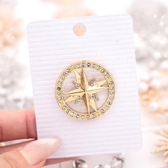 Decorative Compass Jewelry Vintage Rhinestone Star Brooch, Men Women Alloy Retro Lapel Pin Pin, Badge Accessory for Clothing Decor Brooch