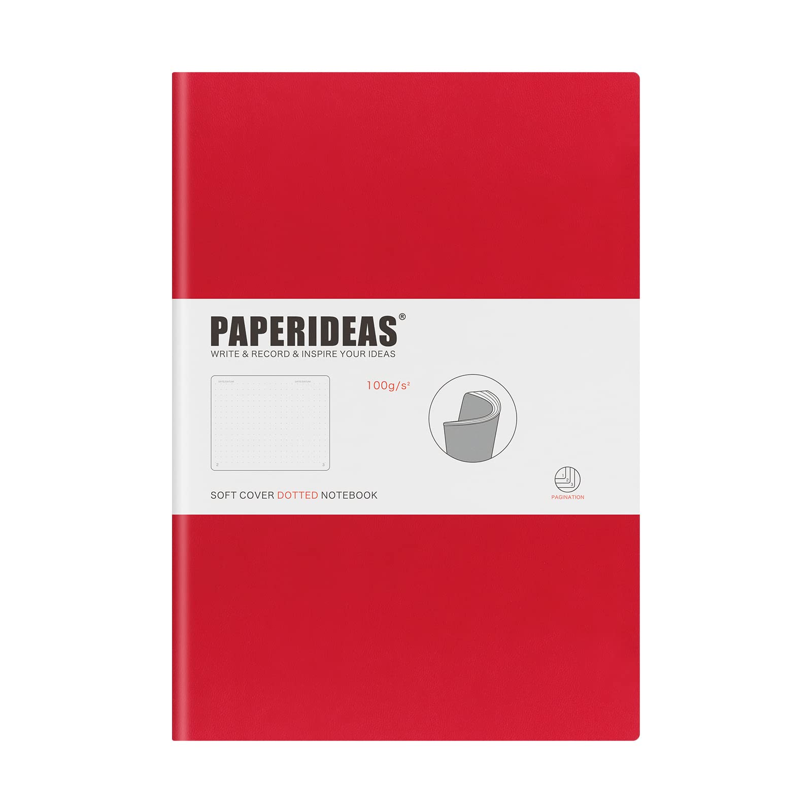 

PAPERIDEAS Notebook B5 Soft Cover (Dot, Red)