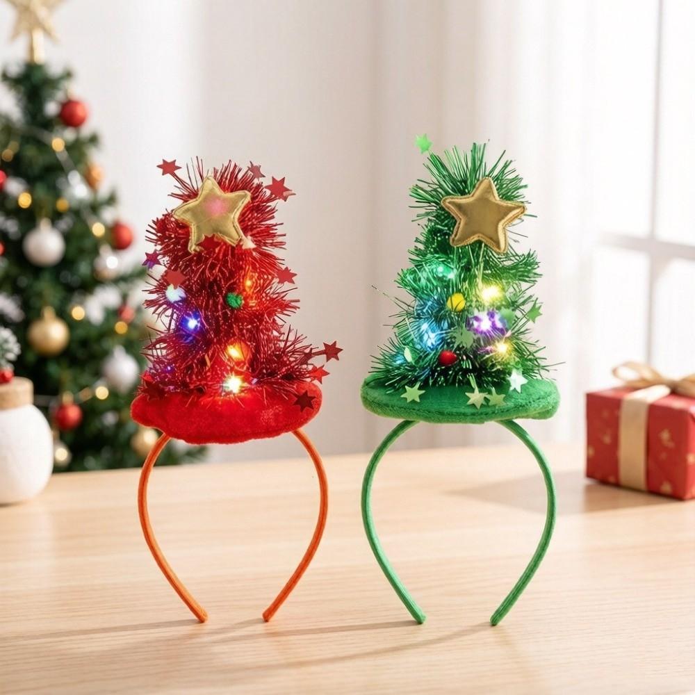 Star Xmas Hair Hoop Plush Texture Holiday Headwear Christmas Tree Headband Family Gathering