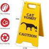 Funny Cat Vomit Sign with Mini Cleaning Mop Novelty Gag Caution Vomit Sign Gifts Warning Sign Decoration Suitable Pet Owners