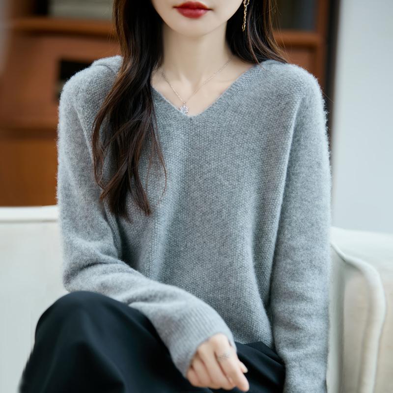 Women's cashmere sweater Qinghe cashmere 30% cashmere 70% wool autumn and winter pullover warm and fashionable