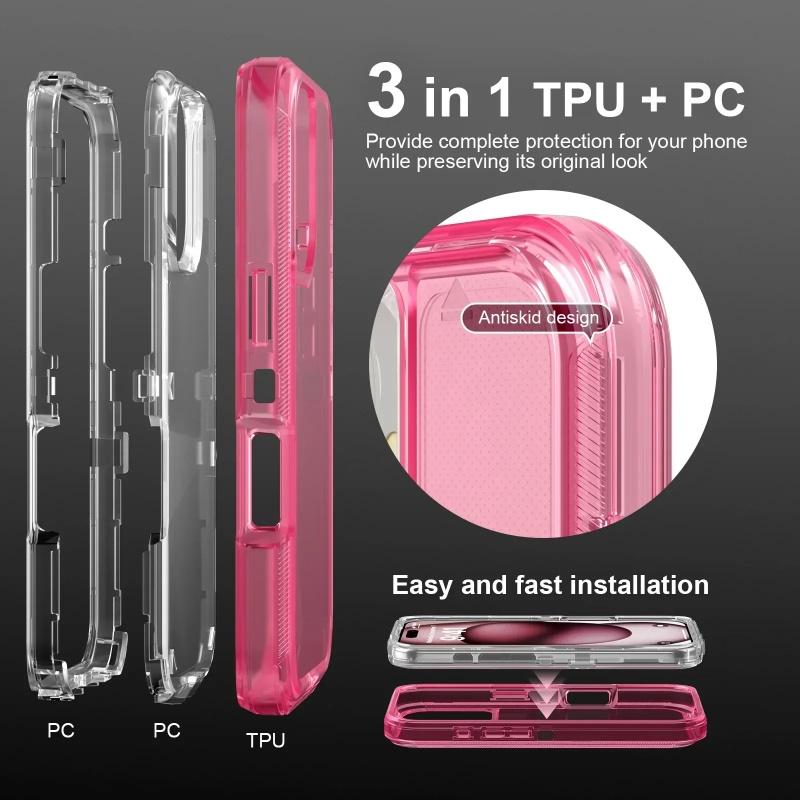 Simple Solid Color Heavy Duty Military Grade Anti-Drop Armor 3IN1 for IPhone 17Air 16E 16 15 14 PLUS 13 12 11 17 Pro Max Otther with Box Clear Case