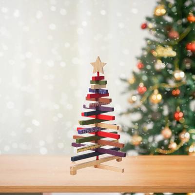 Christmas Tree Statue Wood Figurine Collectible for Home Decor Tabletop Ornament Sculpture