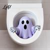 Removable Toilet Decals Halloween Ghost Lid Decal Self-Adhesive 3D Horrible Cover Unique Prankster Gifts Seat Stickers Waterproof Wall Stickers for