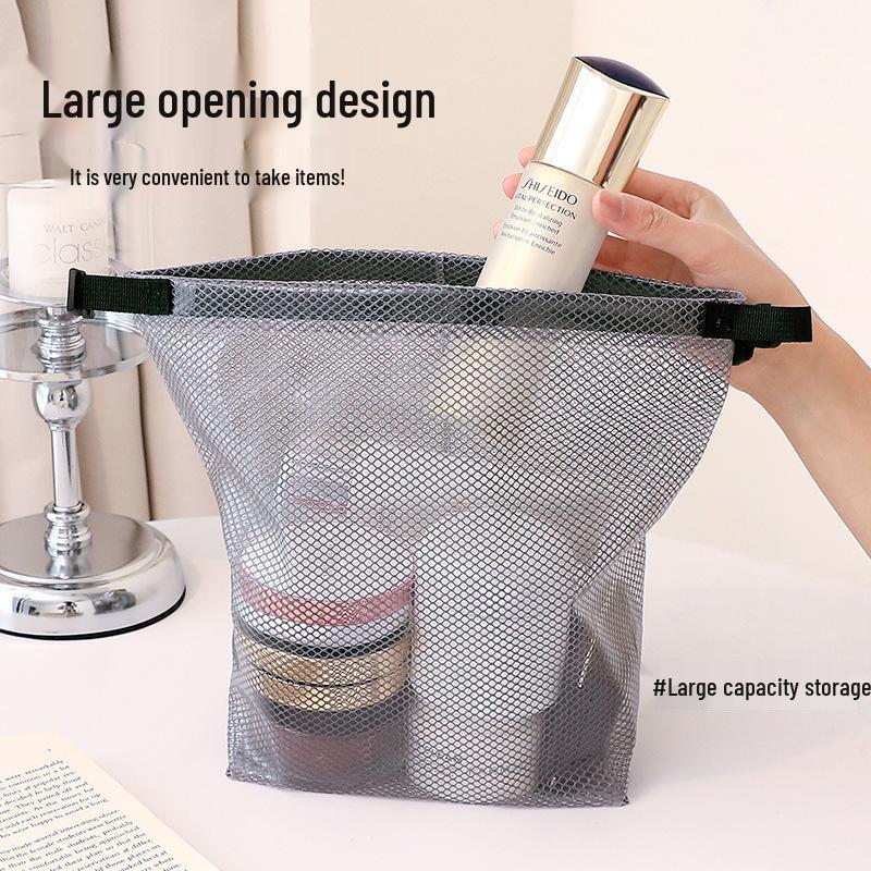 Large Capacity Waterproof Handheld Toiletry & Makeup Bag with Buckle, Mesh Design - Portable Travel & Swimming Storage Solution