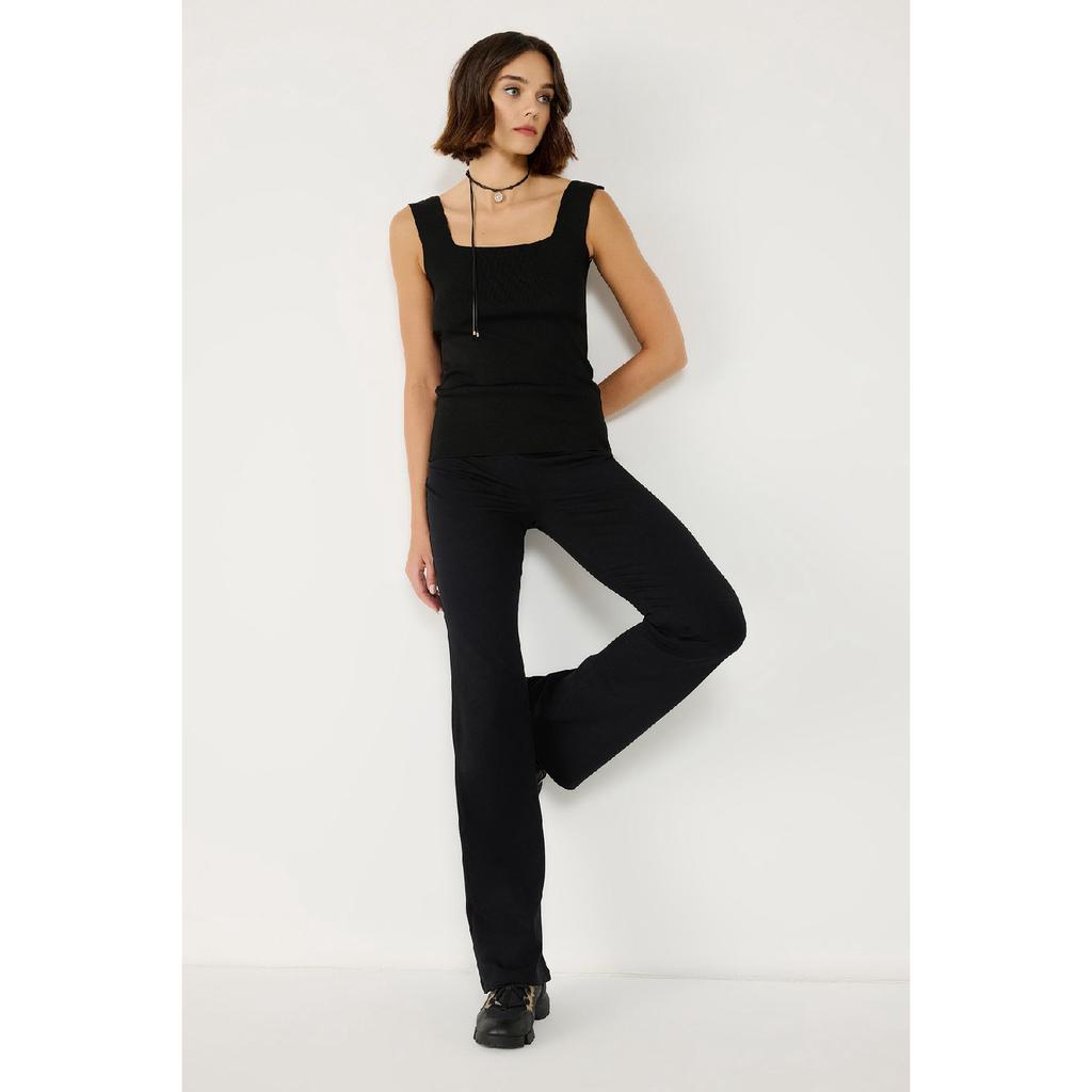 Holder Waist Detail Cotton Flare Pants