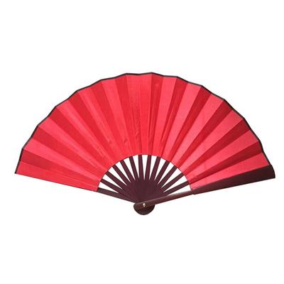 Éventail pliant à main DIY Soie rouge Os d'éventail en bambou Portable Éventail pliant à main vierge Éventail chinois pour hommes femmes