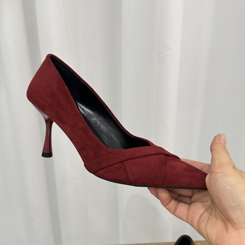 Fashion SUOJIALUN 2025 Autumn New Brand Women Elegant Pumps Shoes Fashion Pointed Toe Shallow Boat Shoes Thin High Heel Dress Single Sho