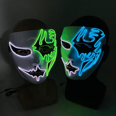 Φωτιζόμενη Τρομακτική Μάσκα LED Shuffle Dance Cosplay Μάσκα Φωτεινή Μάσκα Purge Για Ενήλικα Χορευτή Αποκριάτικη Γιορτή Επιδείξεις Αξεσουάρ