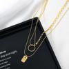 Double Layered Portrait Pendant Necklaces Sweater Chain For Women Stainless Steel Niche Choker Chain Necklaces Jewelry AccessoriesTrendy Pendant