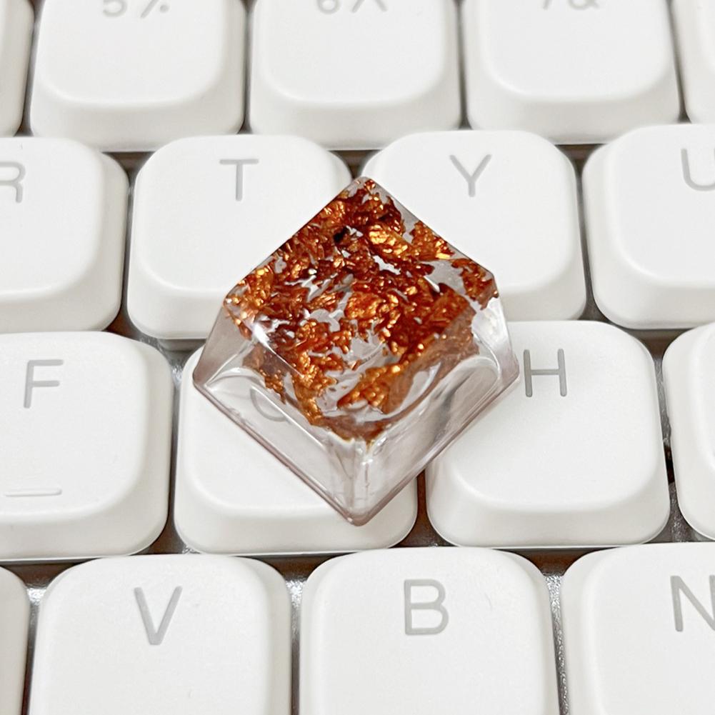 DIY Resin Personalized Metal Gold Foil Key Cap Transparent Diy Cross Axis Mechanical Keyboard Key Cap Keyboard Accessories