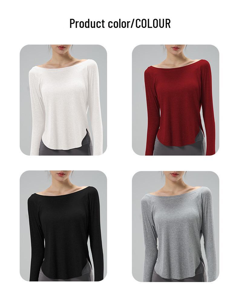 Women's One-Shoulder Yoga Cardigan T-Shirt, Body-Concealing, Casual Sportswear for Pilates.