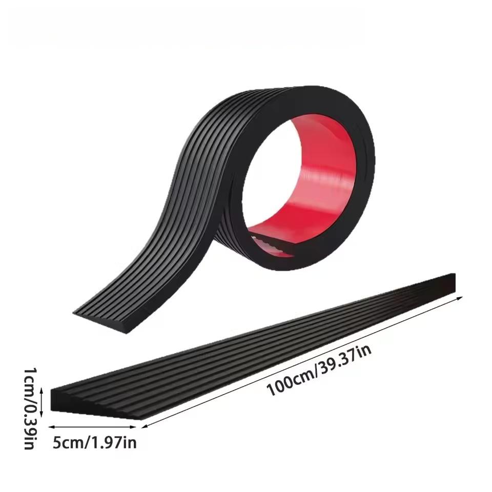 1PC 1mx5cm Doorway Threshold Ramp PVC Self-adhesive Rubber Ramp Wear-resistant Striped Stair Anti Slip Tape