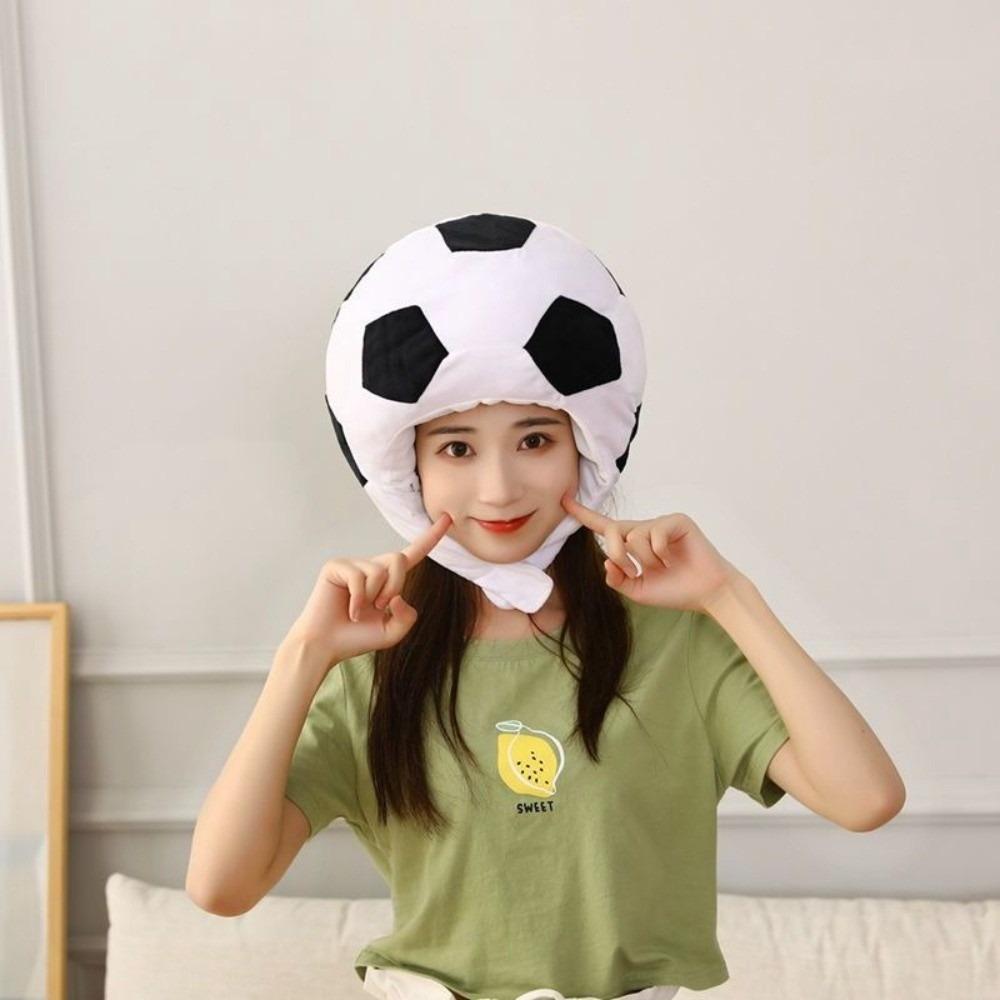 Novelty Cartoon Headgear Cap Funny Football Shape Hat Creative Plush Headgear  Cosplay Costume