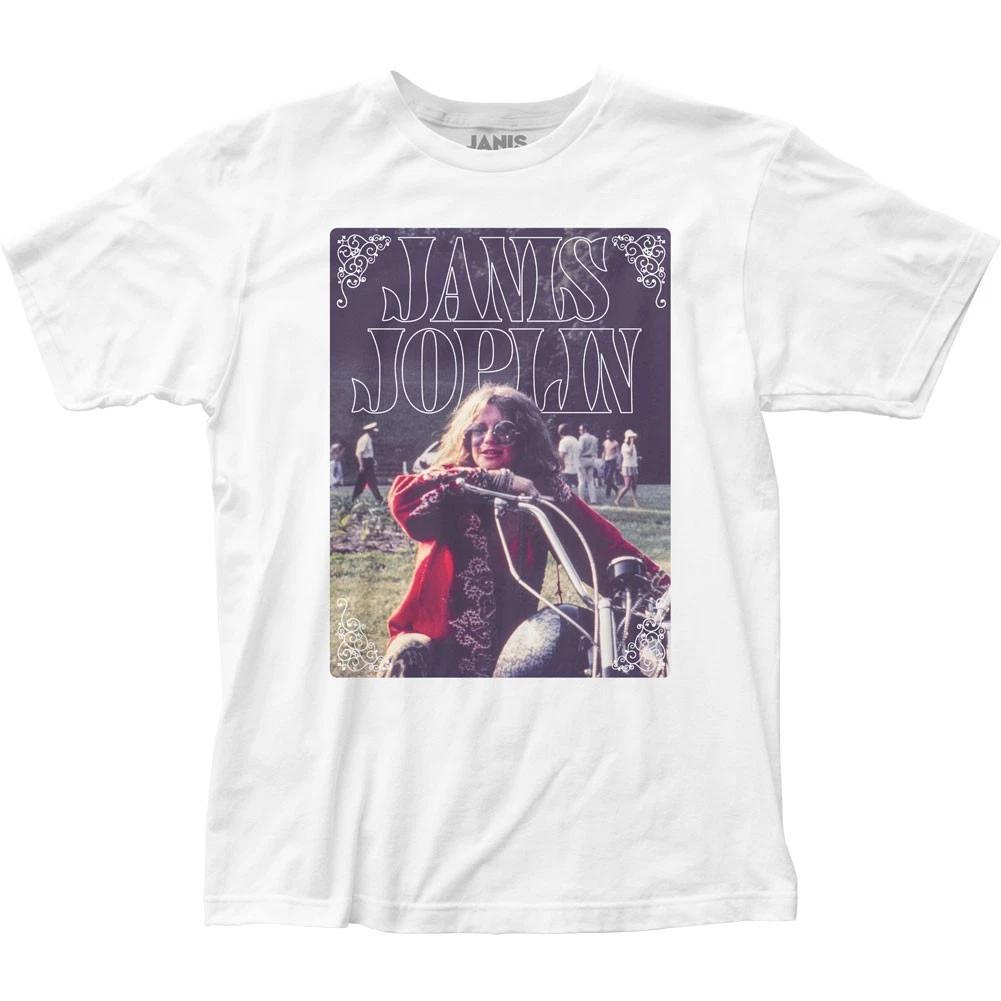 Janis Joplin Motorcycle Mens T T-Shirt Music Classic Rock Band Tee New White XL
