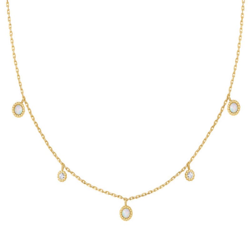 

ANIA HAIE Natural Stone Opal Station 925 Silver Necklace N064-03G single type