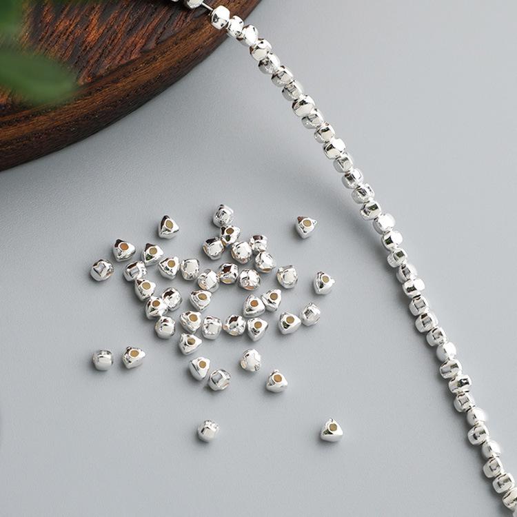 Mărgele distanțiere triunghiulare geometrice 3D din argint sterlin S925, pentru brățări și coliere DIY.