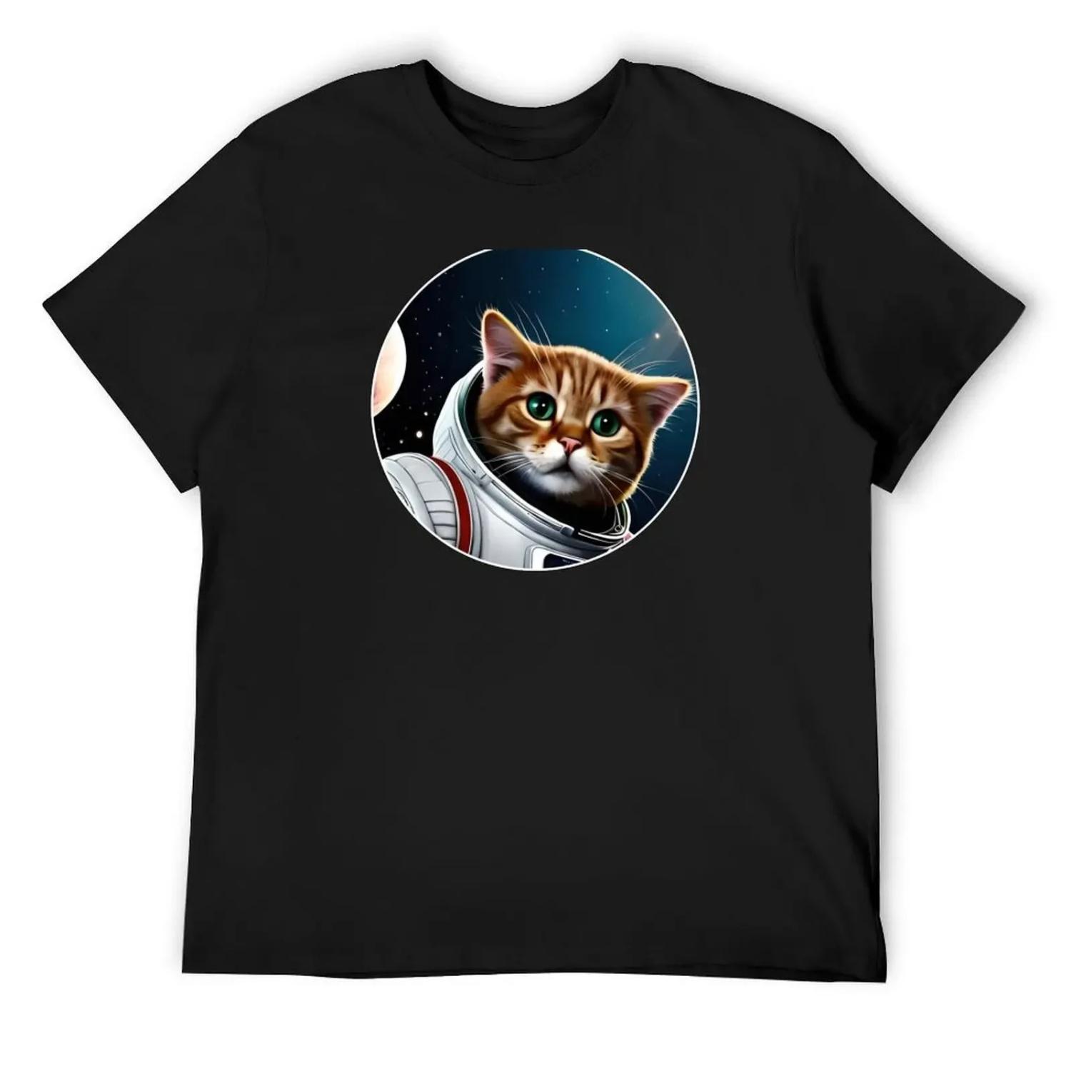 Рыжий полосатый кот-астронавт, путешествующий в космосе, дизайнерские футболки, смешные футболки, смешные подарки, одежда для мужчин S