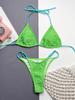 Micro Bikini Block Color Sexy Dámske Plavky Tanga Brazílsky Bikini Set Rebrované Plavky Dámske Plavky Plážové Oblečenie Biquini