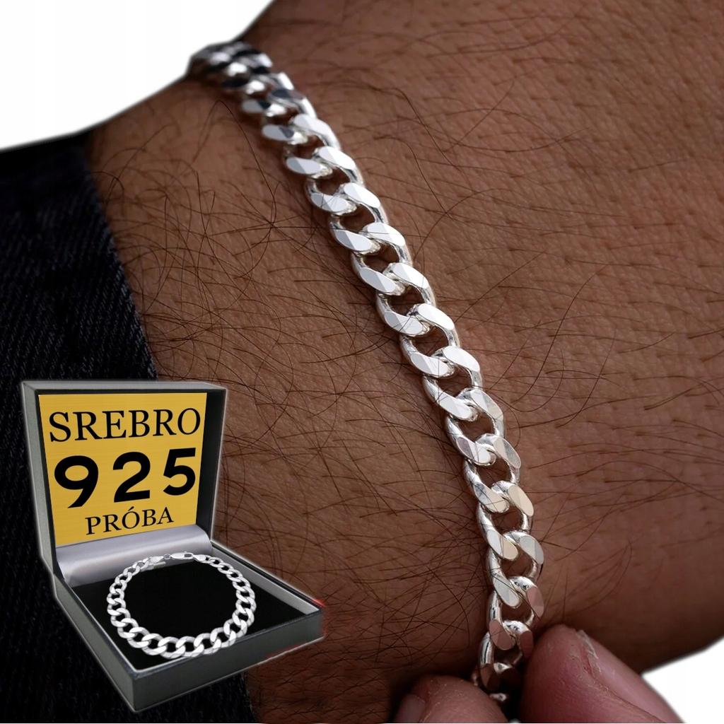 Silver Men' Bracelet 5mm/22cm Diamond-plated SILVER 925 SOLID