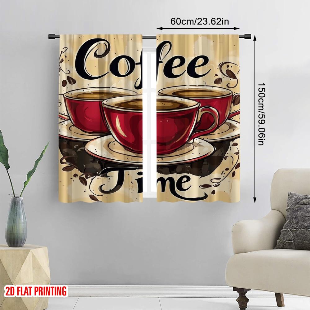 2 Stück, 2D-Flachdruck Vorhang Beliebt Morning Brew 100% Polyester (ohne Stange) Art Deco Festlich Perfekt für Wohnzimmer,
