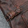 Vintage Red Brown M65 Hunting Jackets Black Genuine Cowhide Men Leather Jacket Pockets Men's Cow Coat Autumn