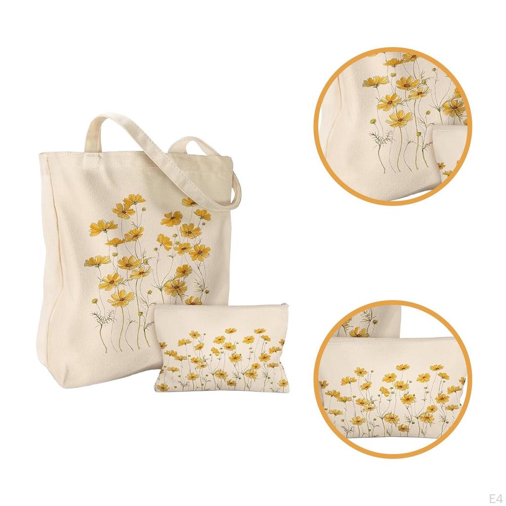 Canvas Tote Bag Grocery Holder for Travel Commuting Summer Work