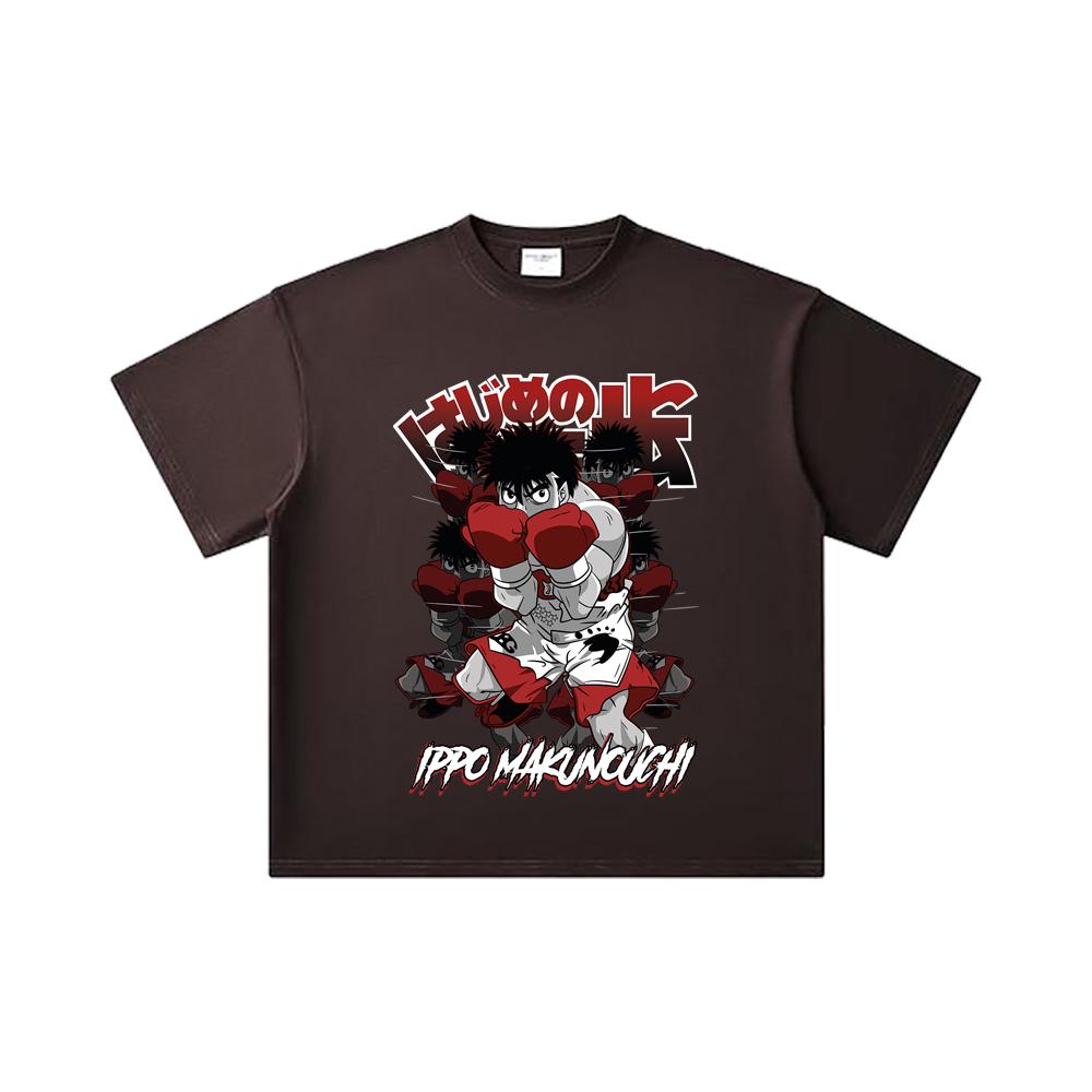 260 GSM Double Yarn 32 Count 100% Cotton Hajime no Ippo V11 Ippo Print Unisex Heavy Cotton T Shirt