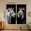 2pcs Crown Tiger Lion Style Door Curtains - High-Quality Polyester   Machine Washable   Rod Pocket Easy Install   Semi-Translucent