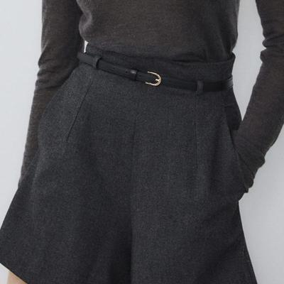 LETQSTUDIO Thin Leather Belt_Black
