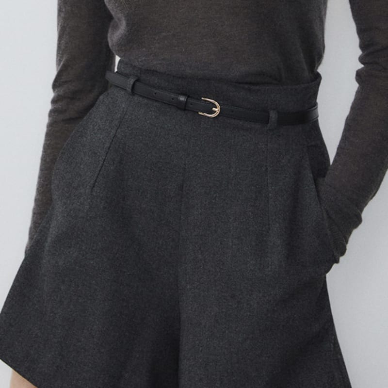 

LETQSTUDIO Тонкий кожаный ремень_Черный OS