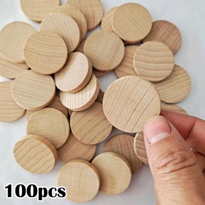 100 piezas de rodajas de madera sin pintar y sin terminar, recortes de 0,8 pulgadas, proyectos, posavasos, artes, madera