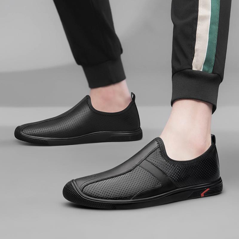 Fashion 2024 Spring Men Casual Shoes Luxury Brand Genuine Leather Mens Loafers Moccasins Hollow Out Breathable Slip on Driving Shoes