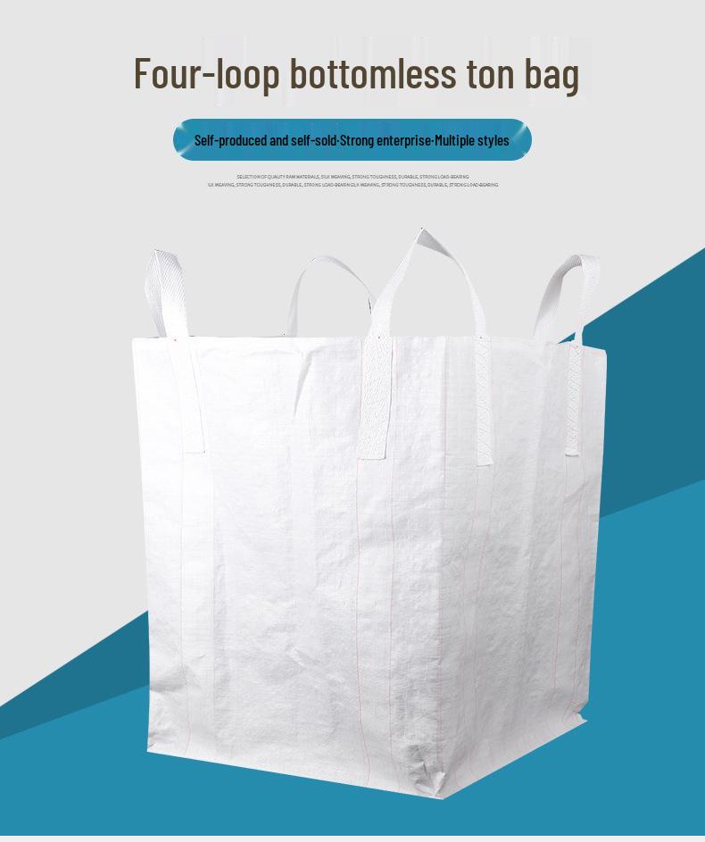 White Industrial Ton Bag, Four Loops, No Bottom Support, High Load Capacity, Available In 1 Ton and 2 Ton Sizes